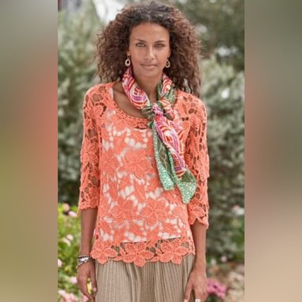 Sundance Coral lace tunic for spring summer or fall